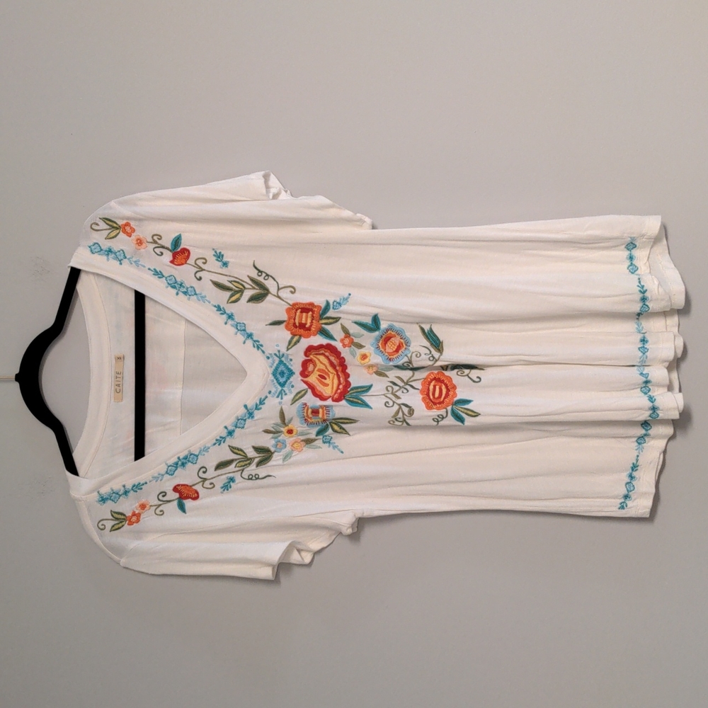 Caite  Embroidered Short Sleeve Top Size XL by Athleta